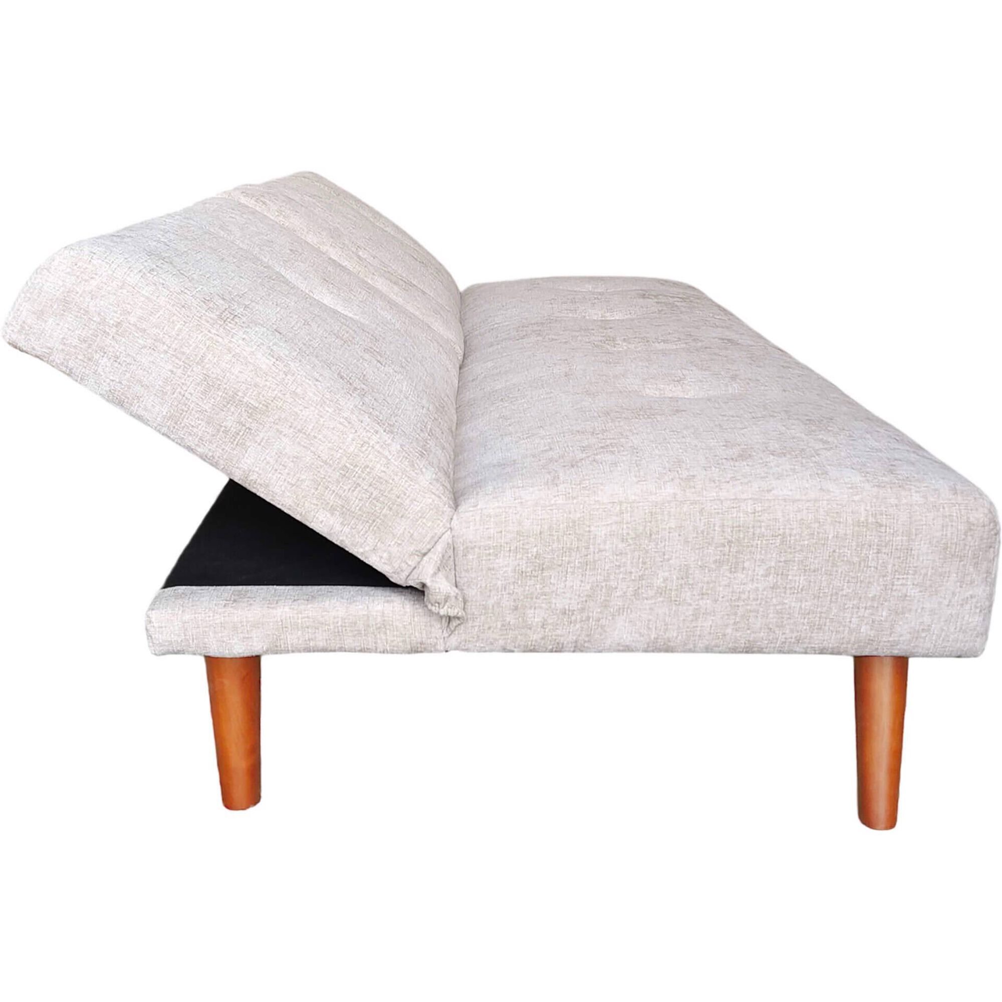 Sof&aacute; Cama Click-Clack com Suporte Bebidas Bege Kasa