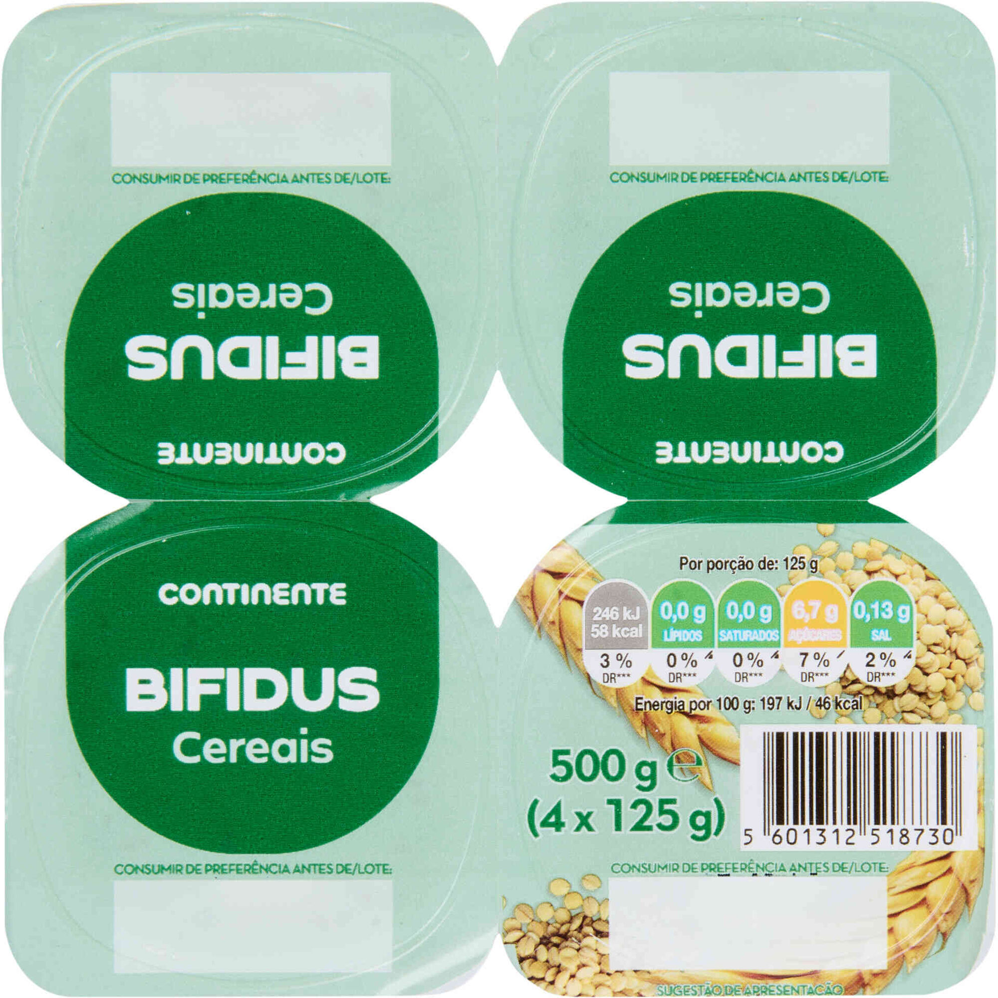 Iogurte Bifidus Triplo 0% Cereais Continente