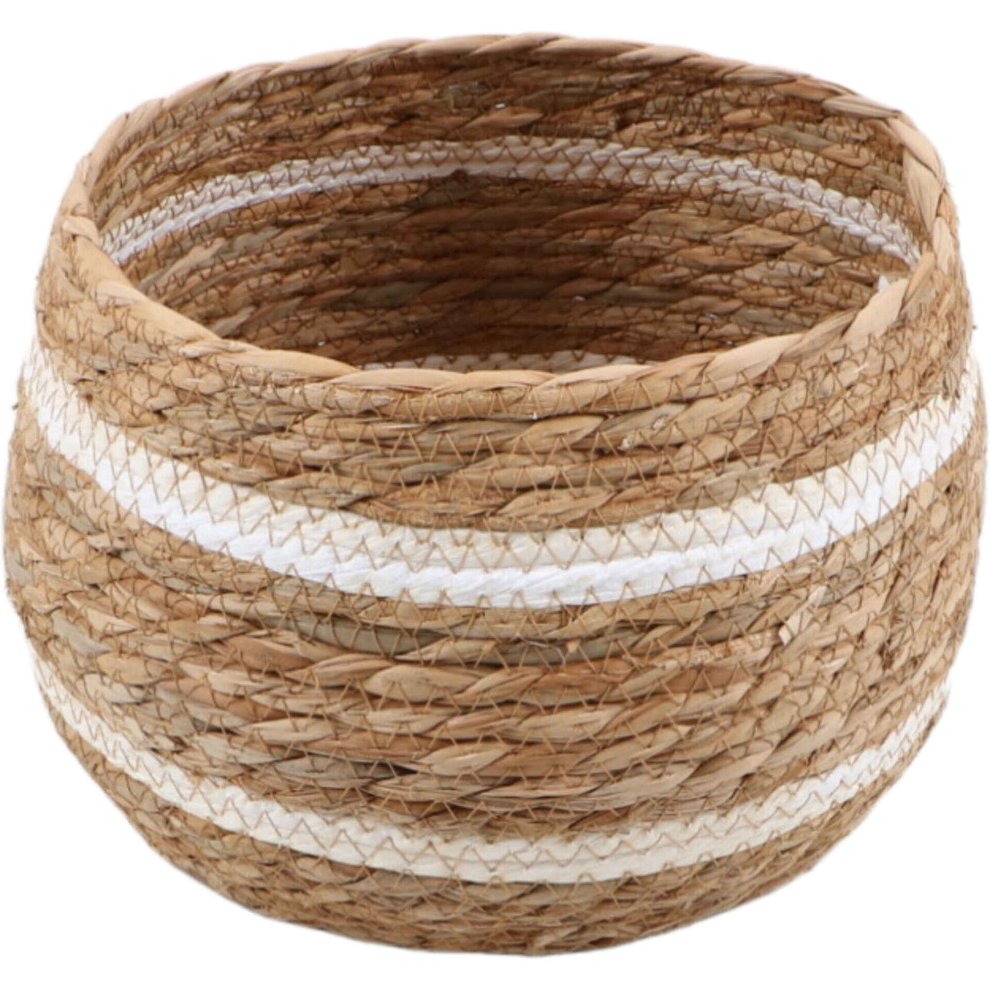 Cesto Redondo 22,5cm Risca Branca