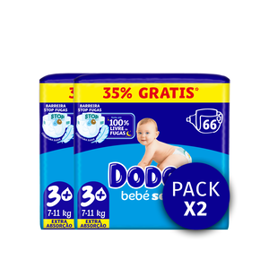 Fraldas Bebé Seco Extra 7-11kg T3+ Dodot