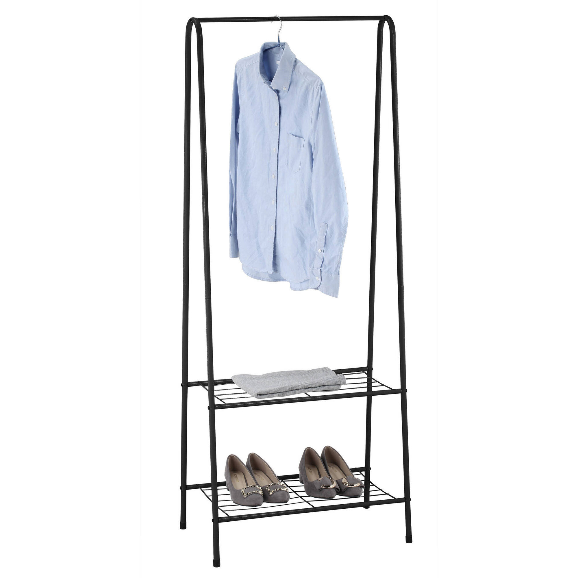 Charriot com 2 Prateleiras Preto 59x32x152cm Bazar&atilde;o