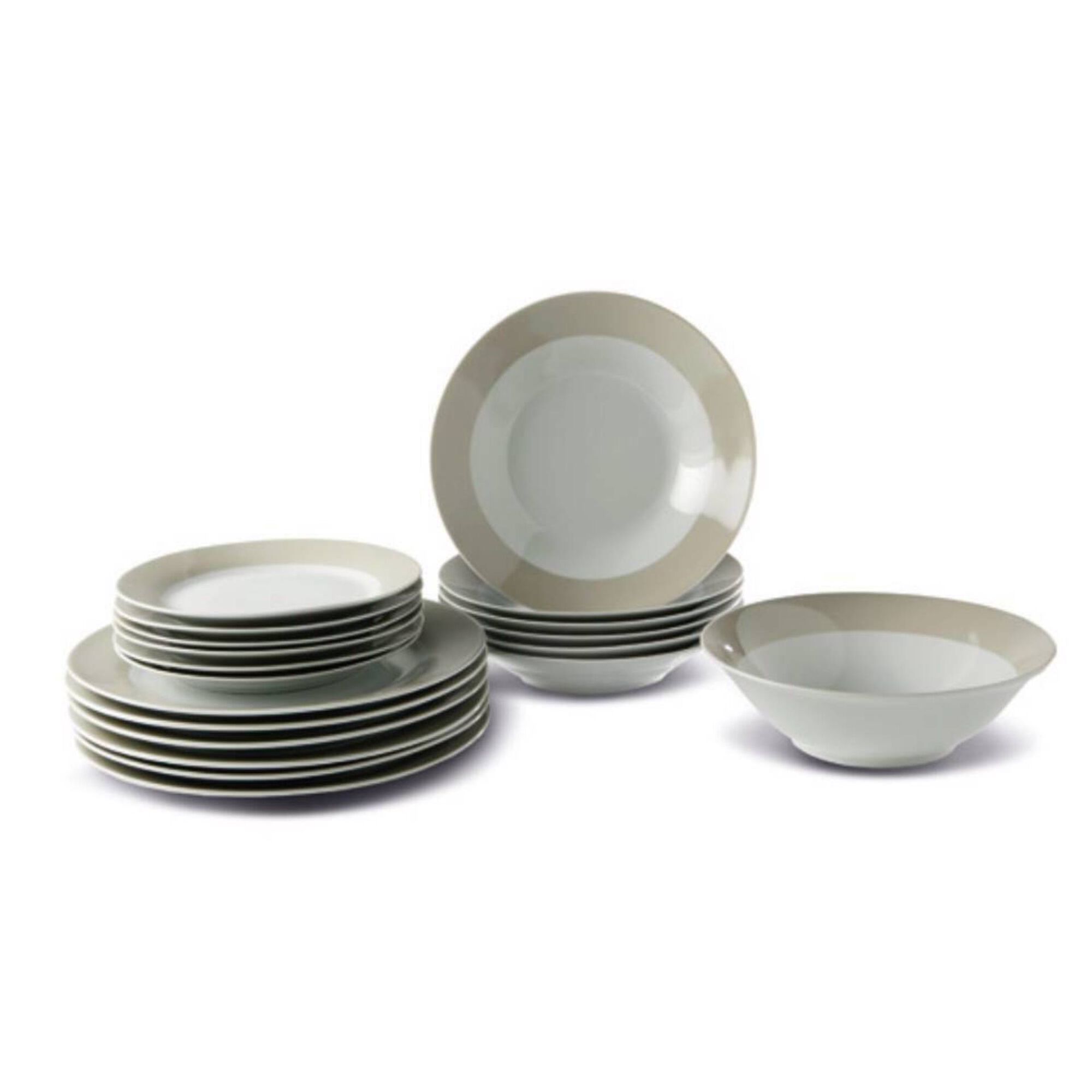 Serviço Mesa 18 Peças Cinza Linho Serviço Mesa 18 Peças Cinza Linho