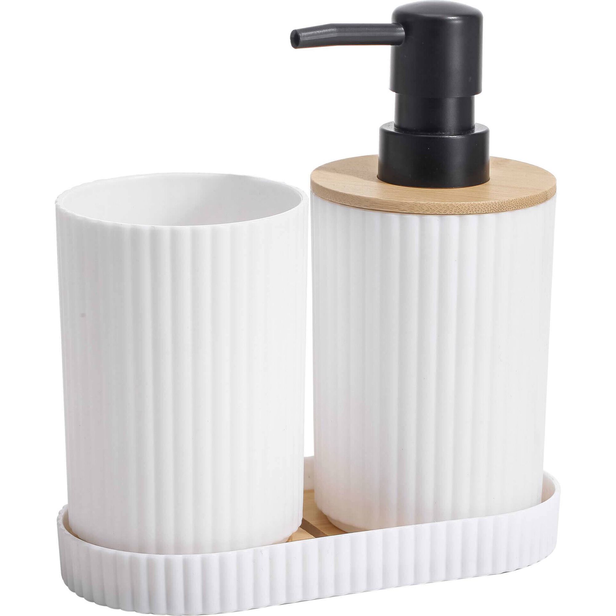 Conjunto 3 Acess&oacute;rios para Casa de Banho Branco Kasa