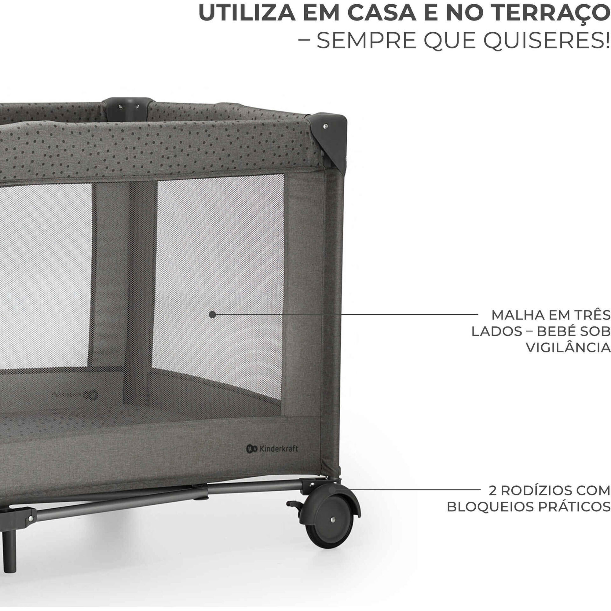 Cama de Viagem 2 em 1 Joy 2 Cinza Kinderkraft