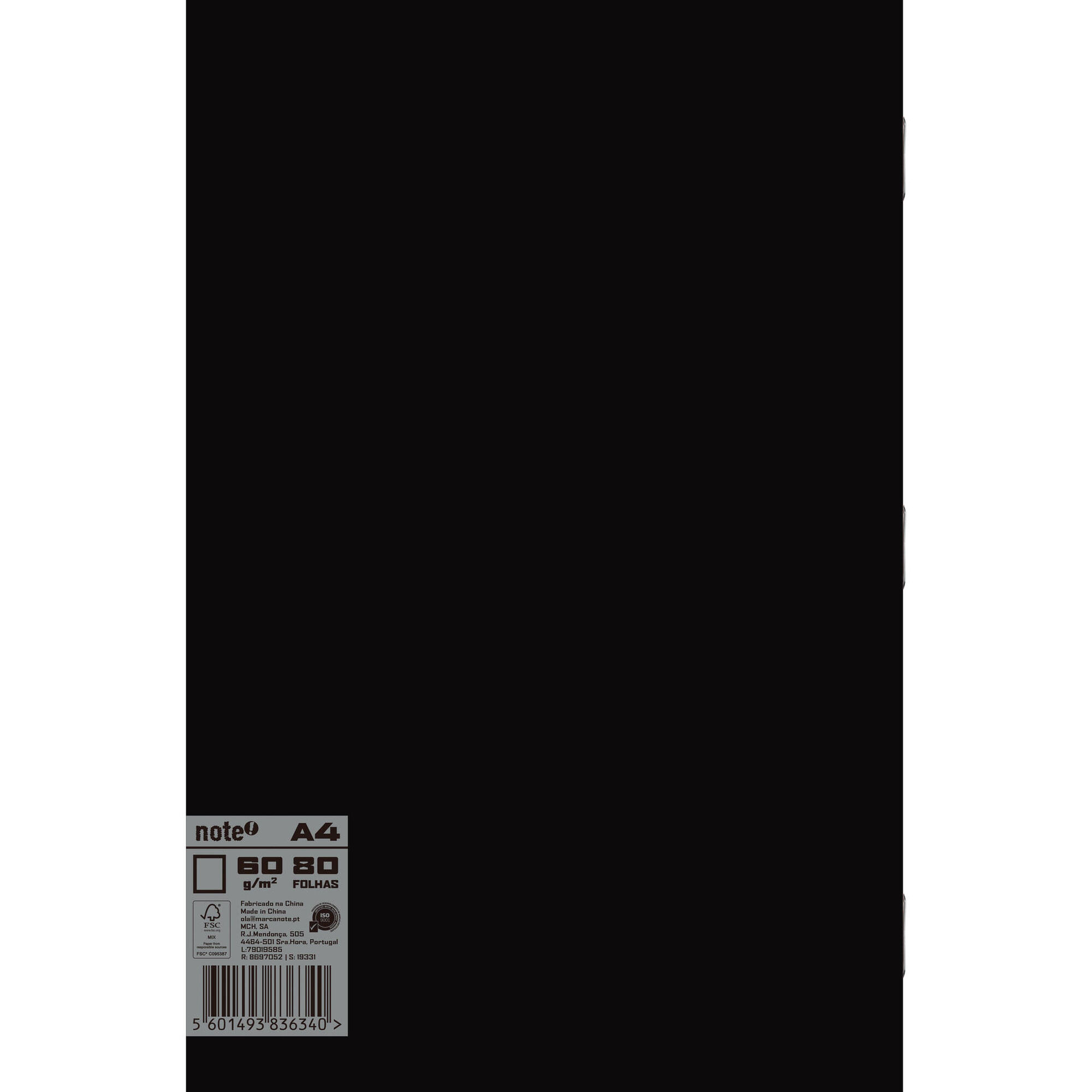 Caderno Agrafado A4 Capa Preta 80 Folhas Liso Note!