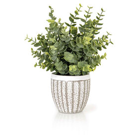 Vaso Cimento com Suculenta Eucalipto Artificial Kasa
