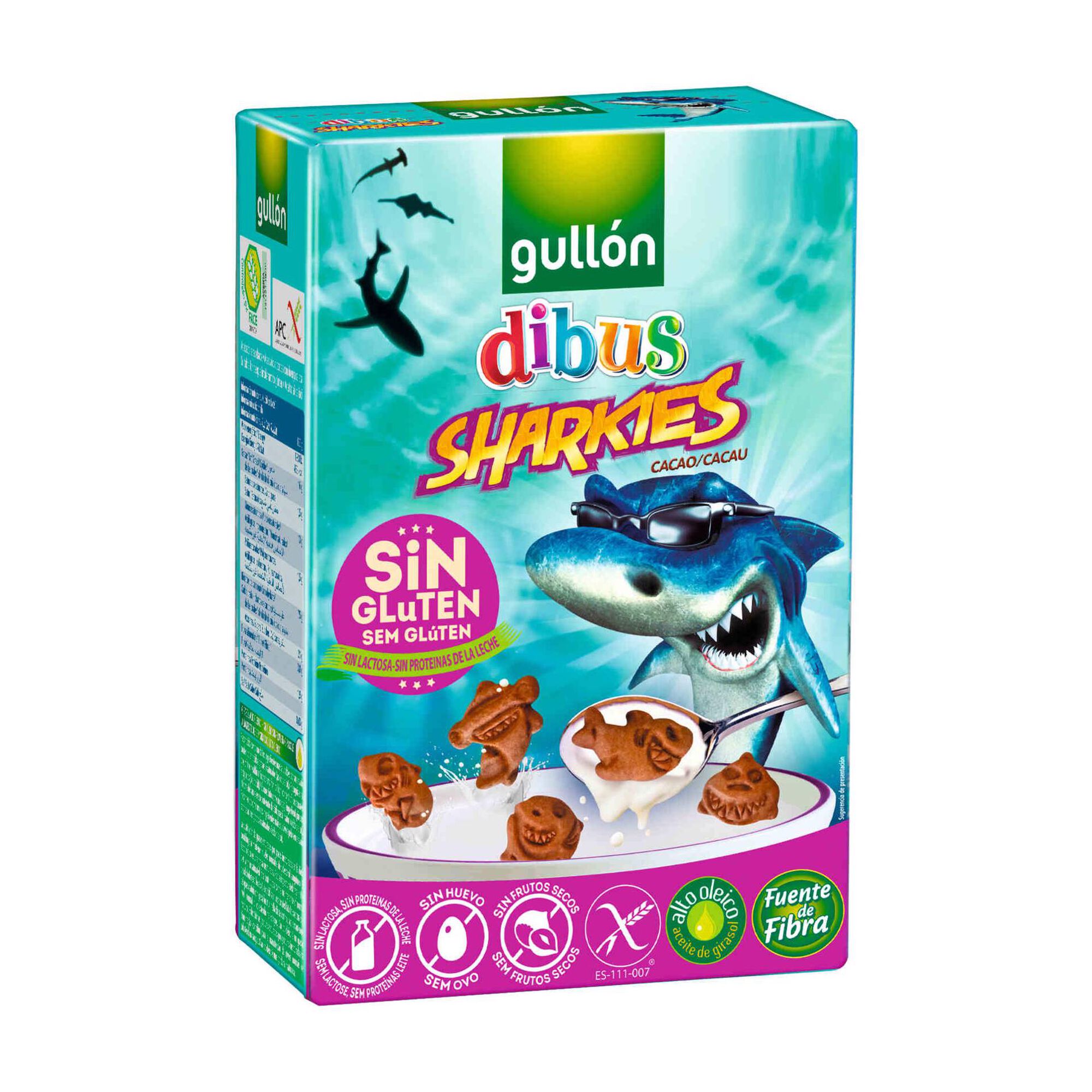 Bolachas Cacau Dibus Sharkies sem Glúten