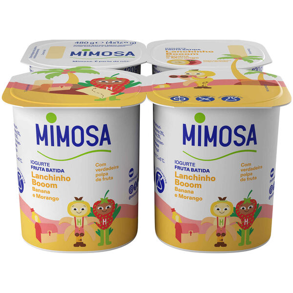 Iogurte Polpa Morango e Banana Infantil Lanchinho Booom Mimosa