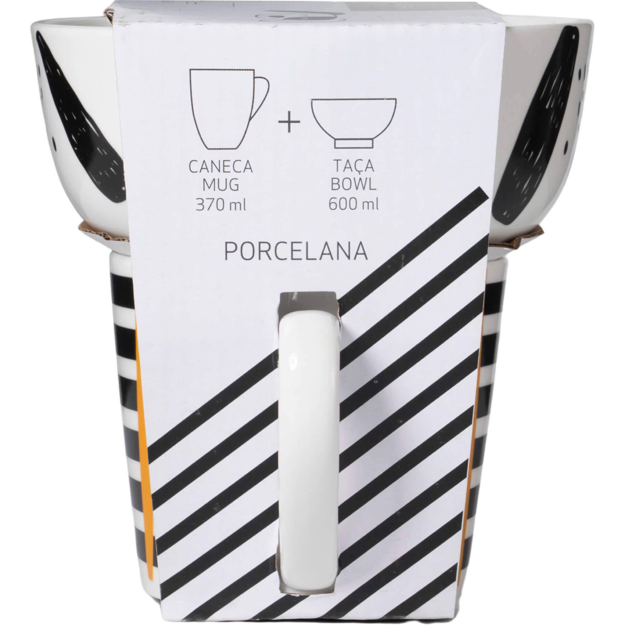 Conjunto Caneca 370ml e Taça 600ml Cão Riscas