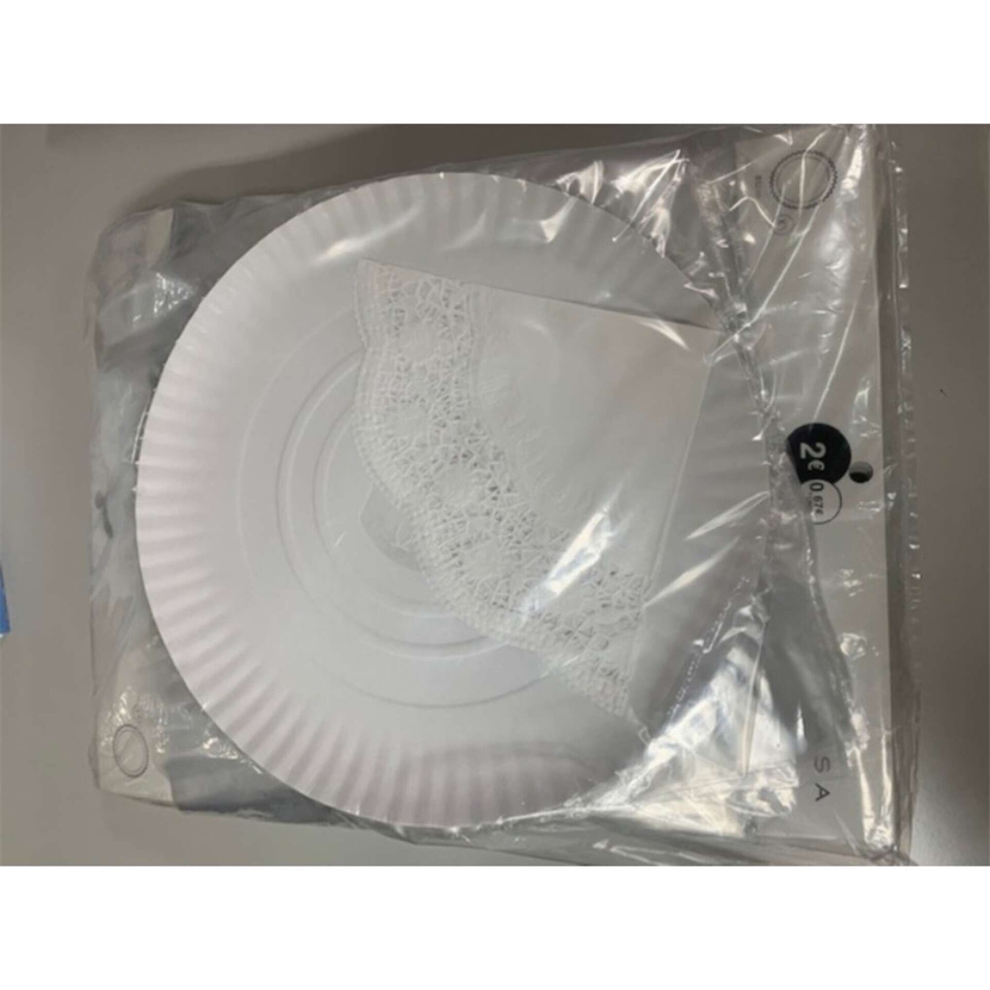 Pratos Bolos 32cm com Naperon Branco Pratos Bolos 32cm com Naperon Branco