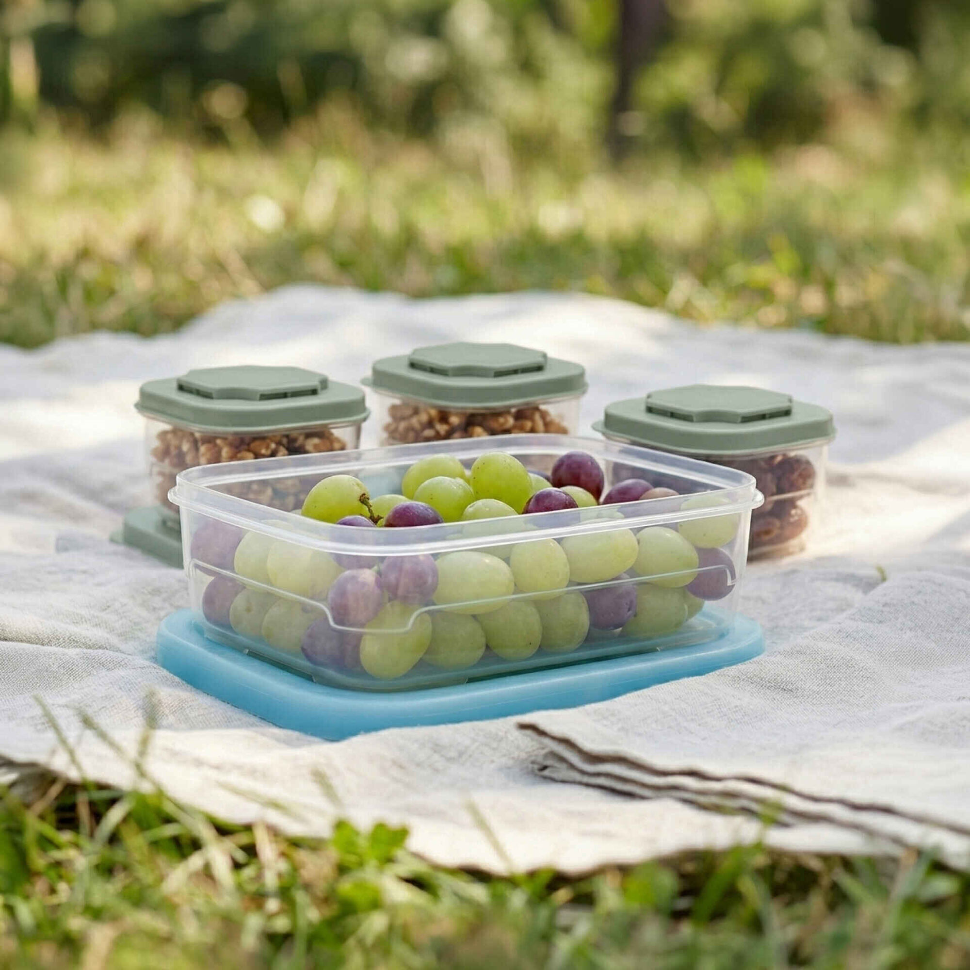 Conjunto 4 Caixas Herm&eacute;ticas com Cuvete Verde Kasa