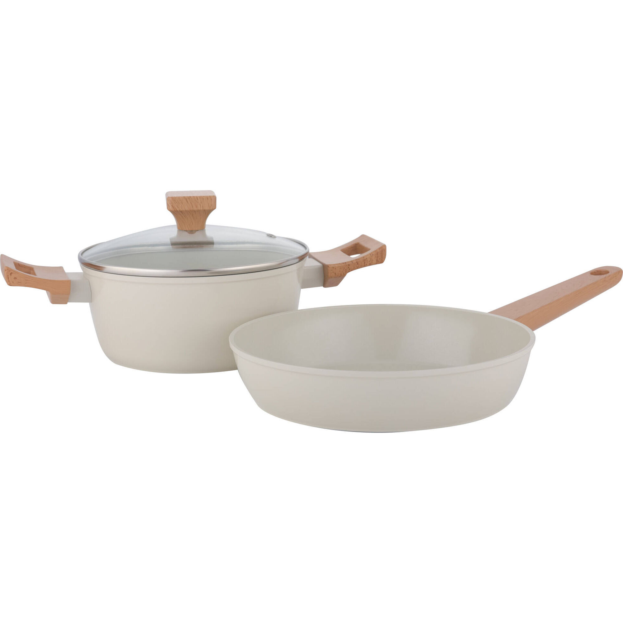 Conjunto Ca&ccedil;arola 20cm e Frigideira 24cm Bege Kasa