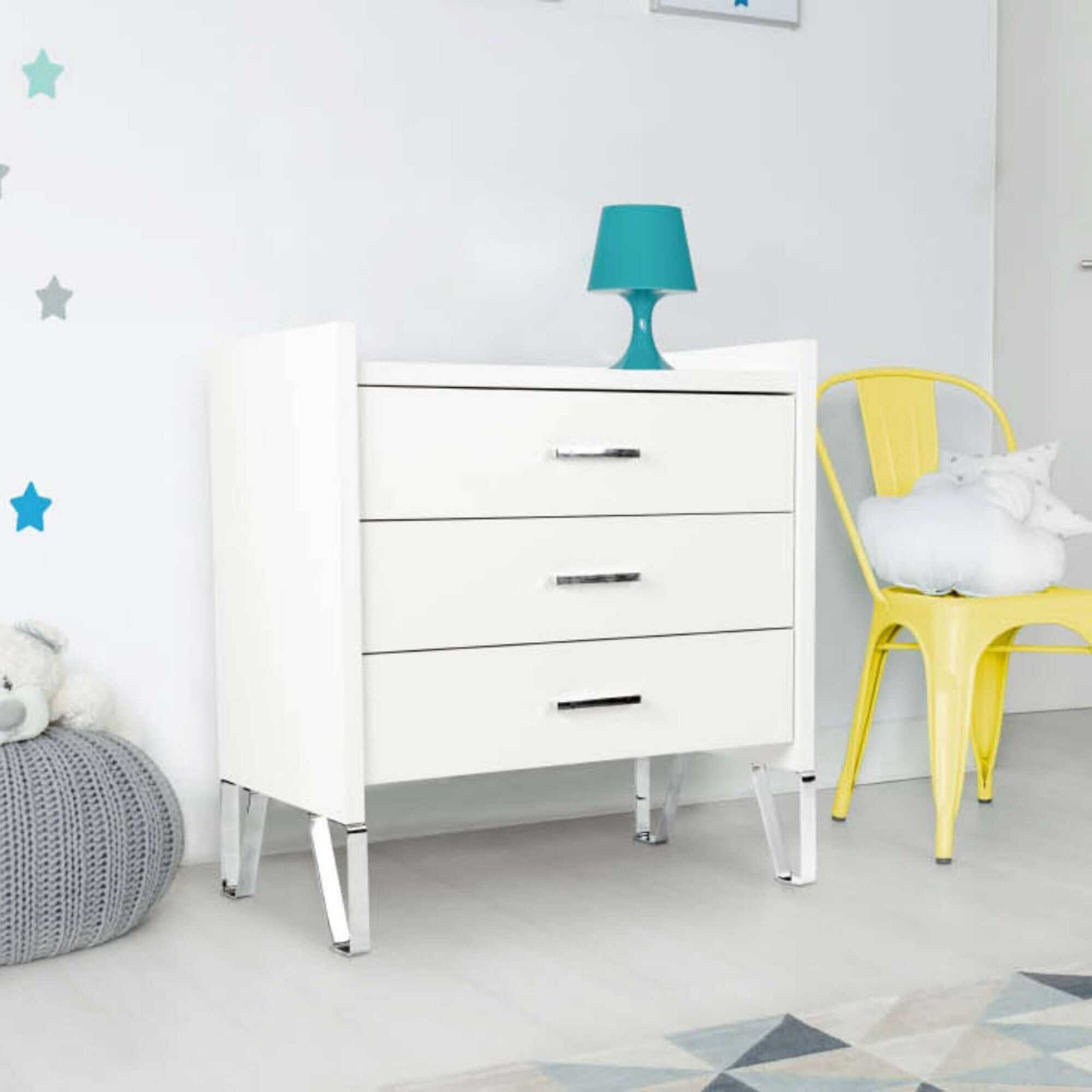 Cómoda com 3 Gavetas 83x45x87cm Branca Blanka Cómoda com 3 Gavetas 83x45x87cm Branca Blanka