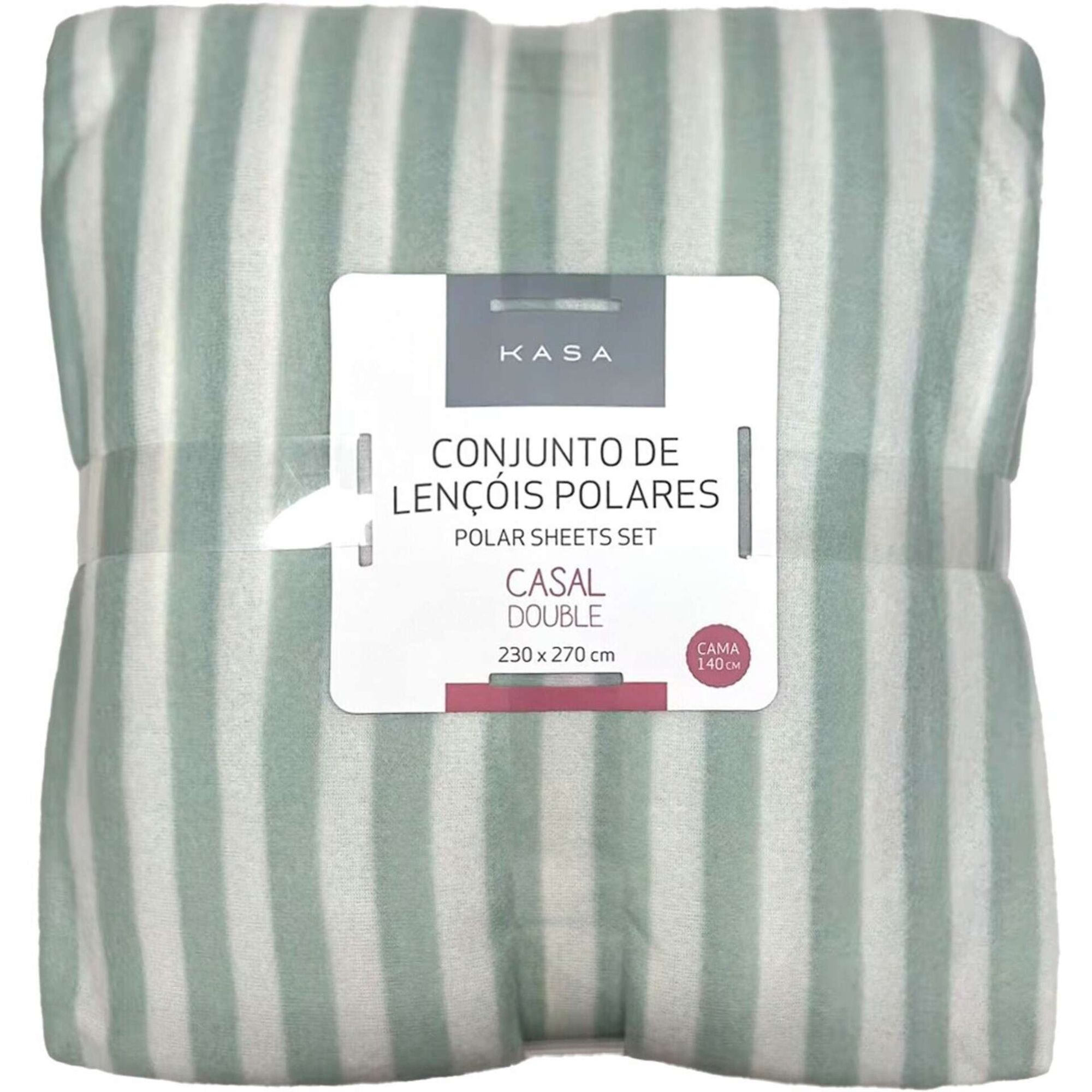Conjunto de Len&ccedil;&oacute;is Polares 270x230cm Verde Riscas Kasa