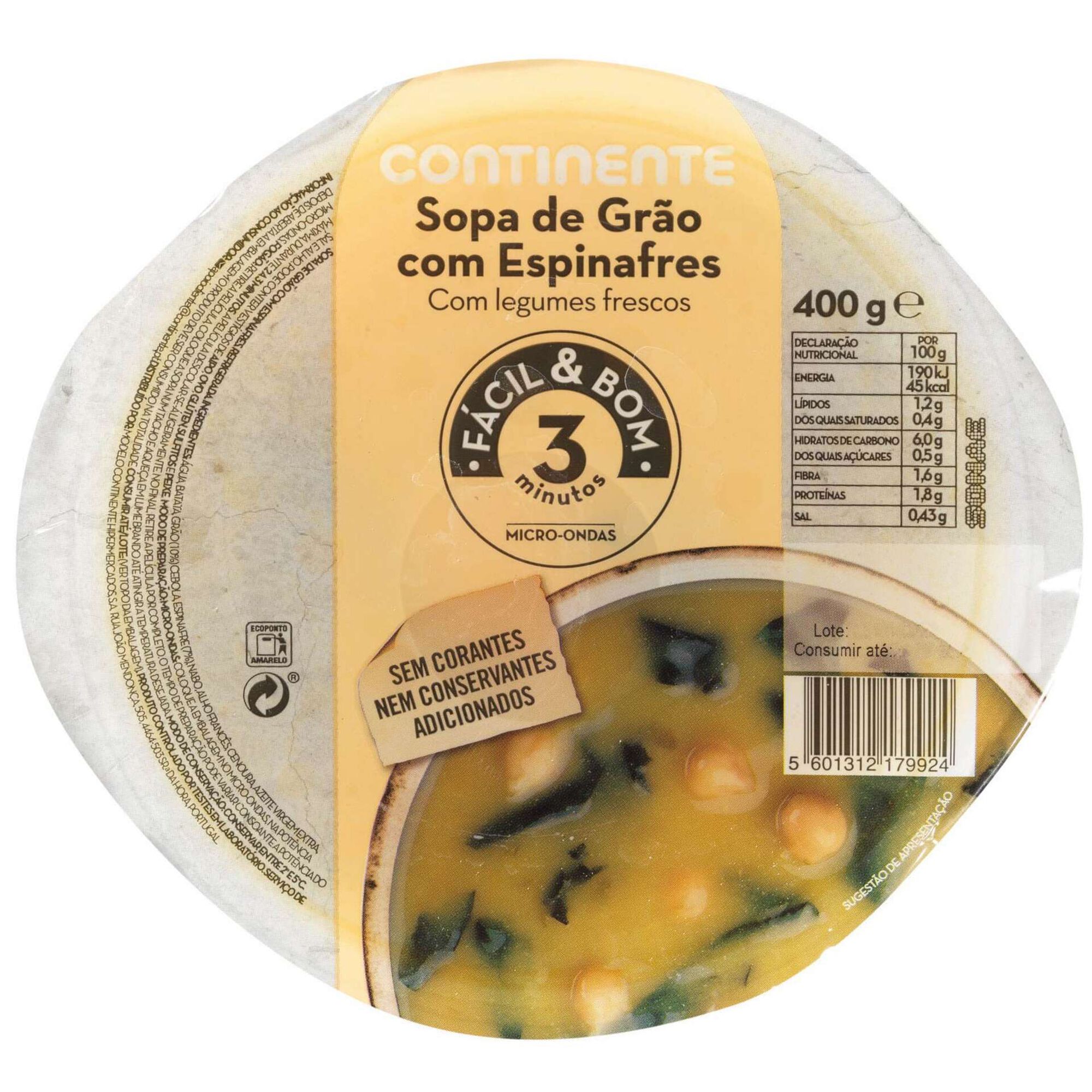 Sopa de Grão com Espinafres