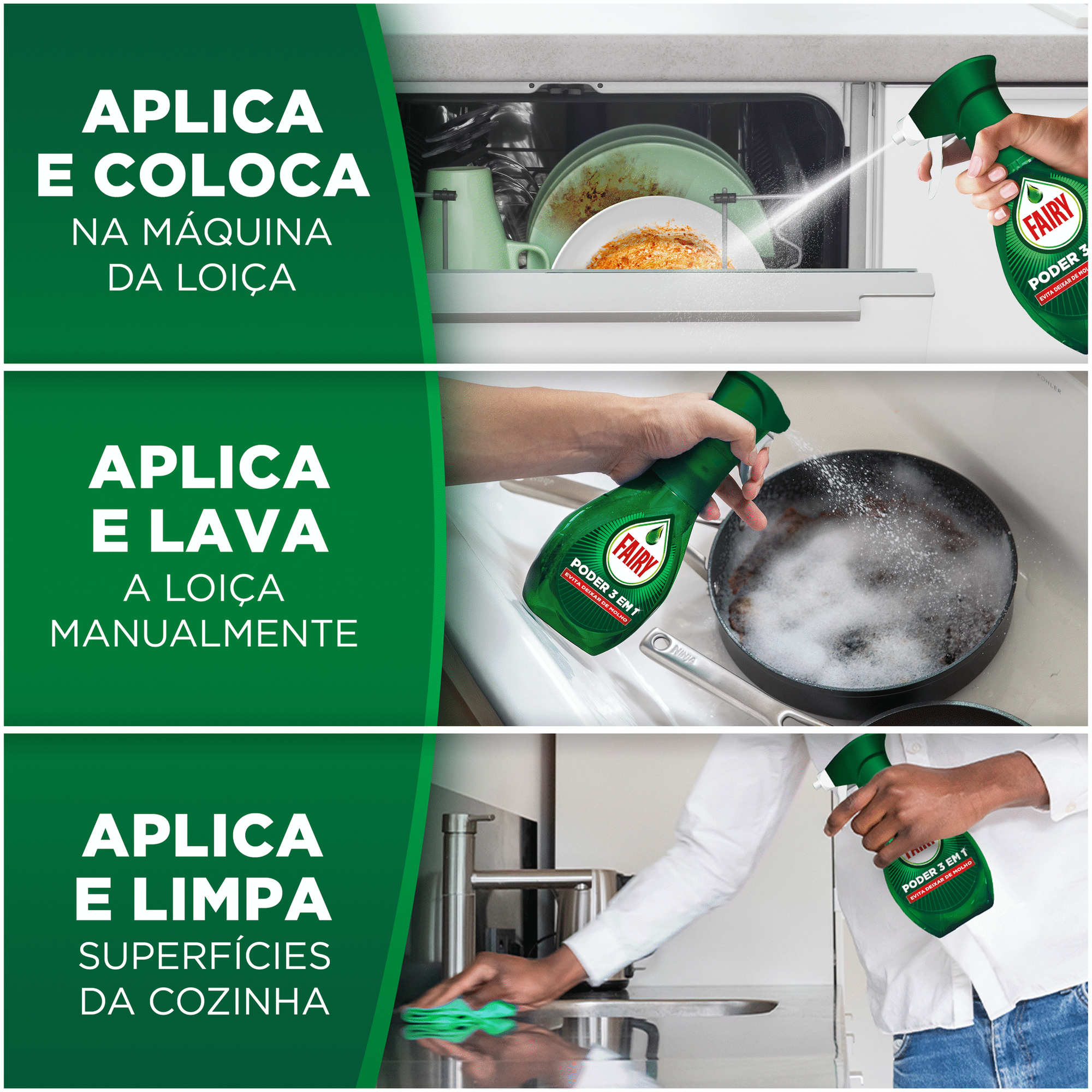 Detergente Manual Loi&ccedil;a Spray Poder 3 em 1 Fairy