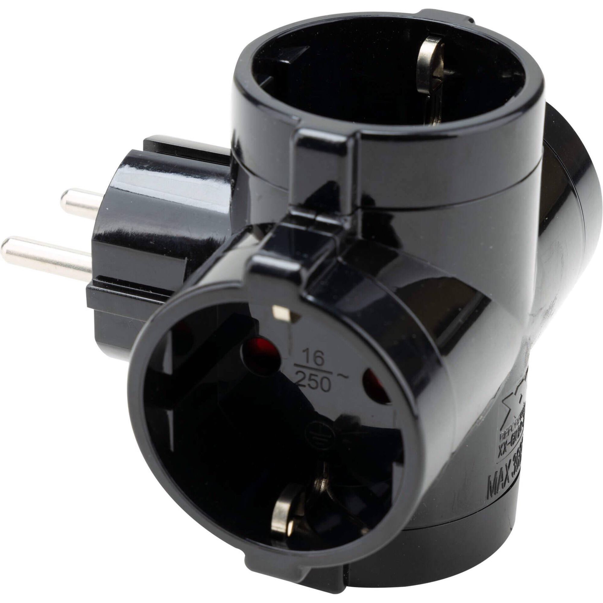 Ficha Quadrupla Schuko 16A Preta Boost