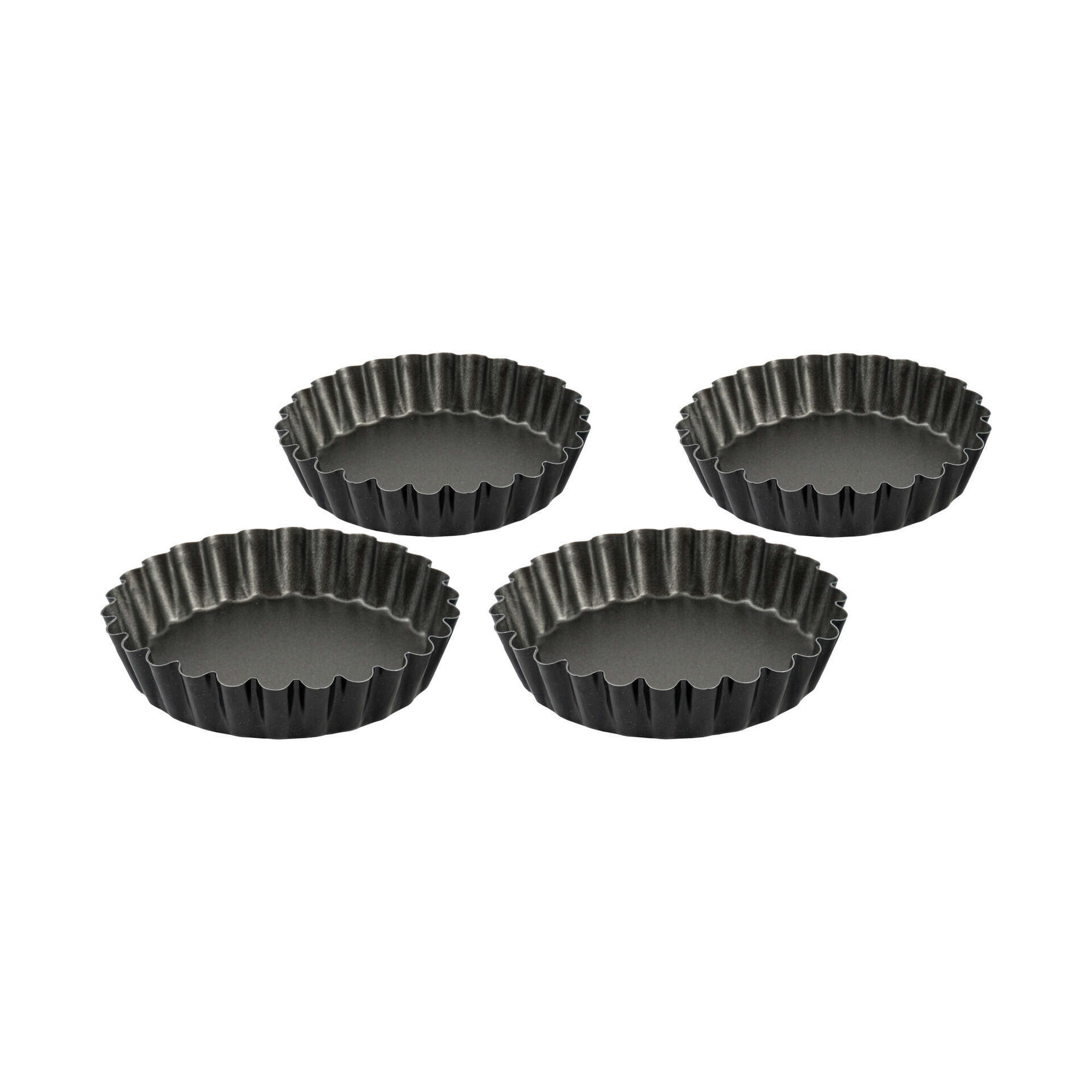 Conjunto 4 Mini Tarteletes Aço Carbono 10cm Preto Chefe