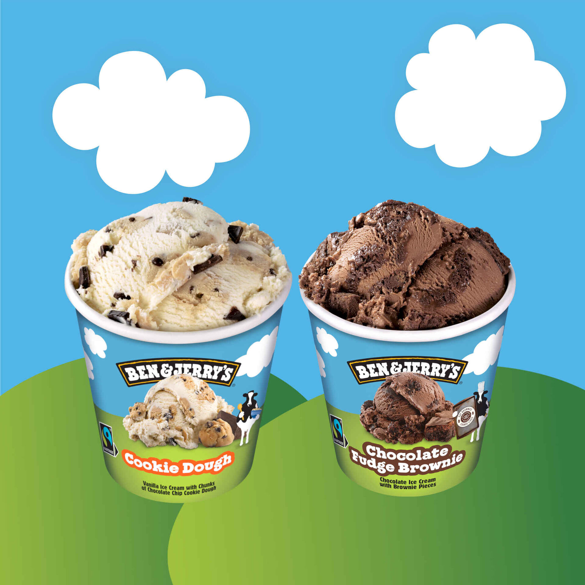 Kit Gelados Cookie Dough e Chocolate Fudge Brownie