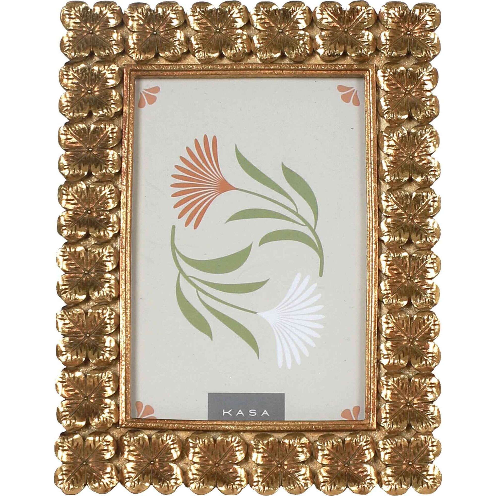 Moldura 10x15cm Flores Dourada