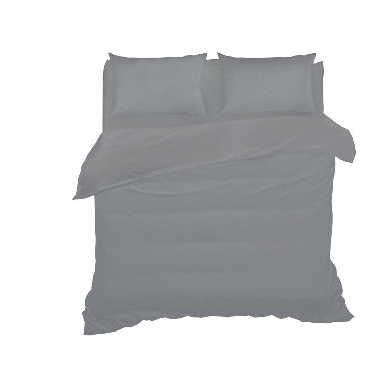 Conjunto Lençóis Microfibra 260x280cm Cinza Kasa