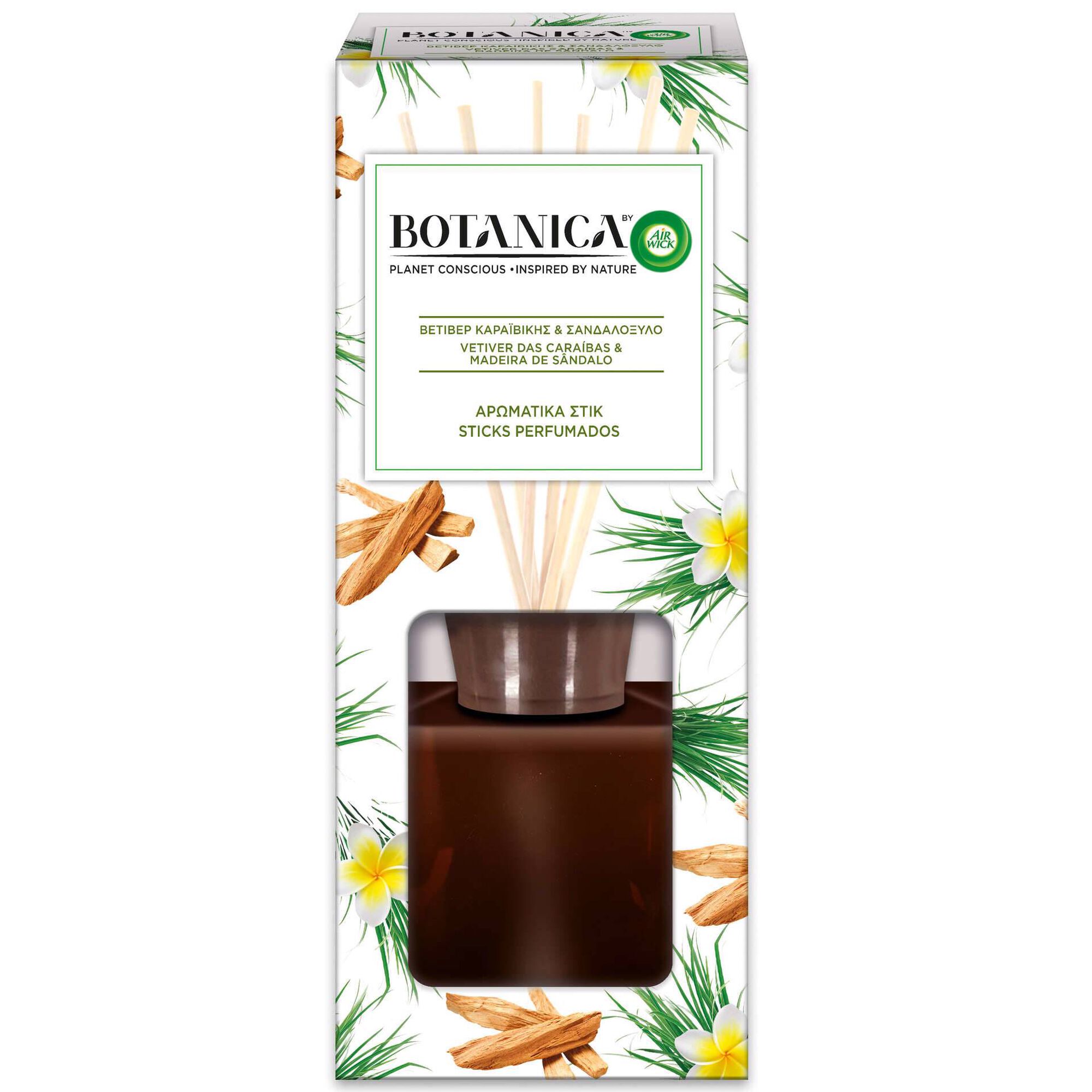 Ambientador Stick Perfumado Botânica Vetiver Caraíbas e Madeira Sândalo