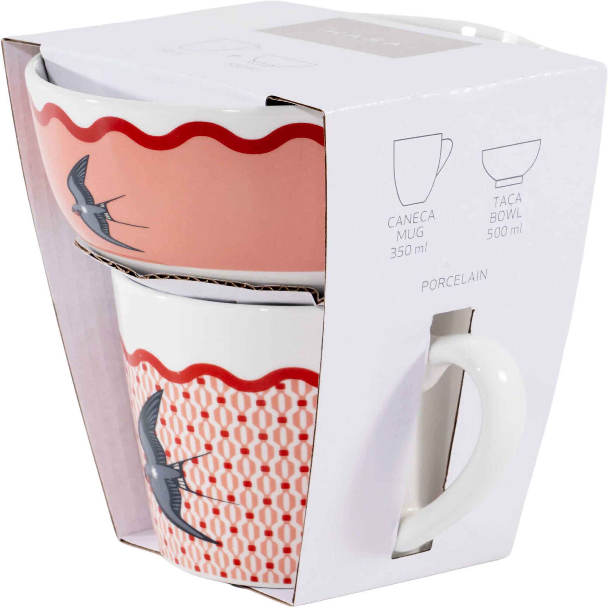 Conjunto Caneca 350ml e Taça 500ml Andorinha Cosmos