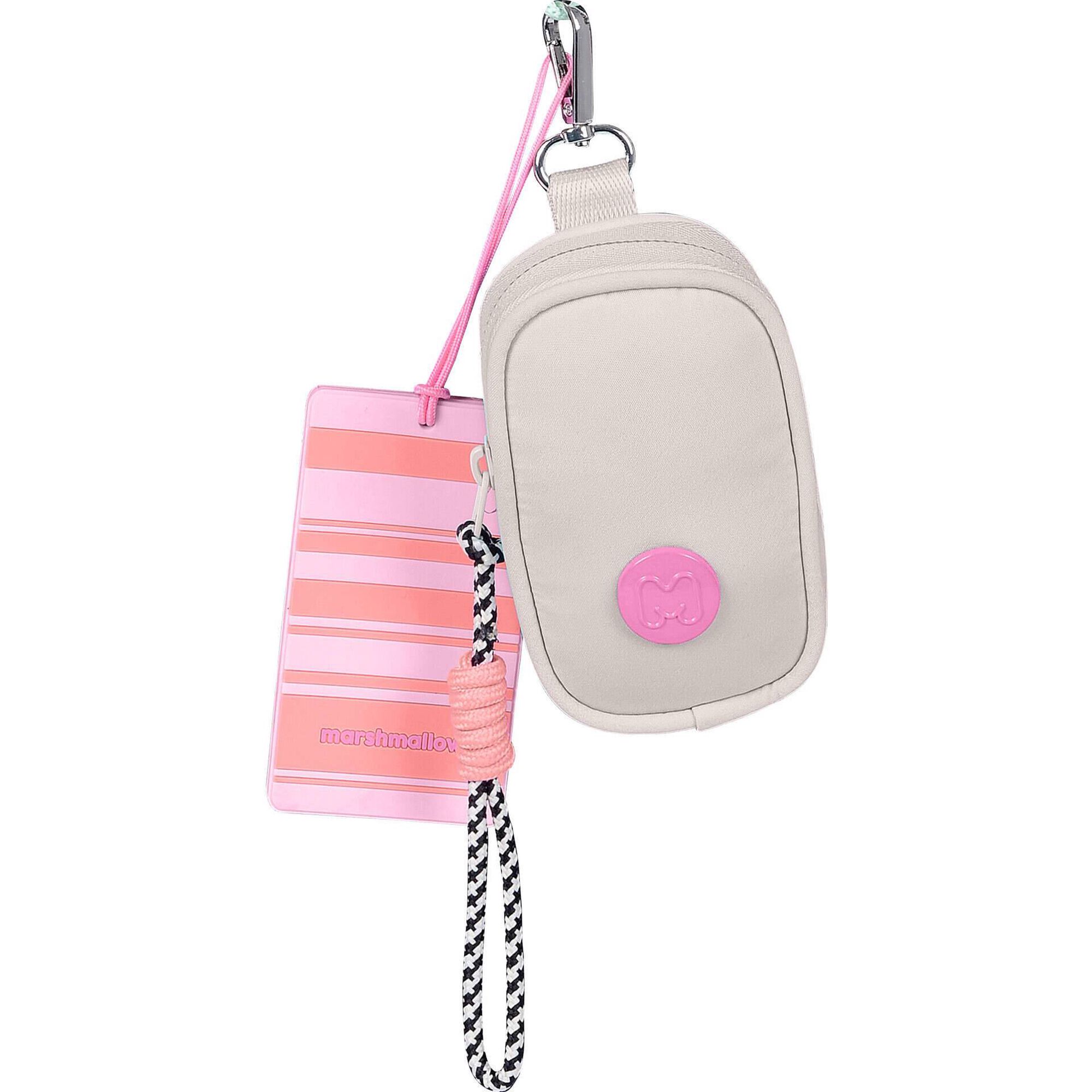 Mini Bolsa e Etiqueta de Viagem Riscas Laranja e Rosa Marshmallow