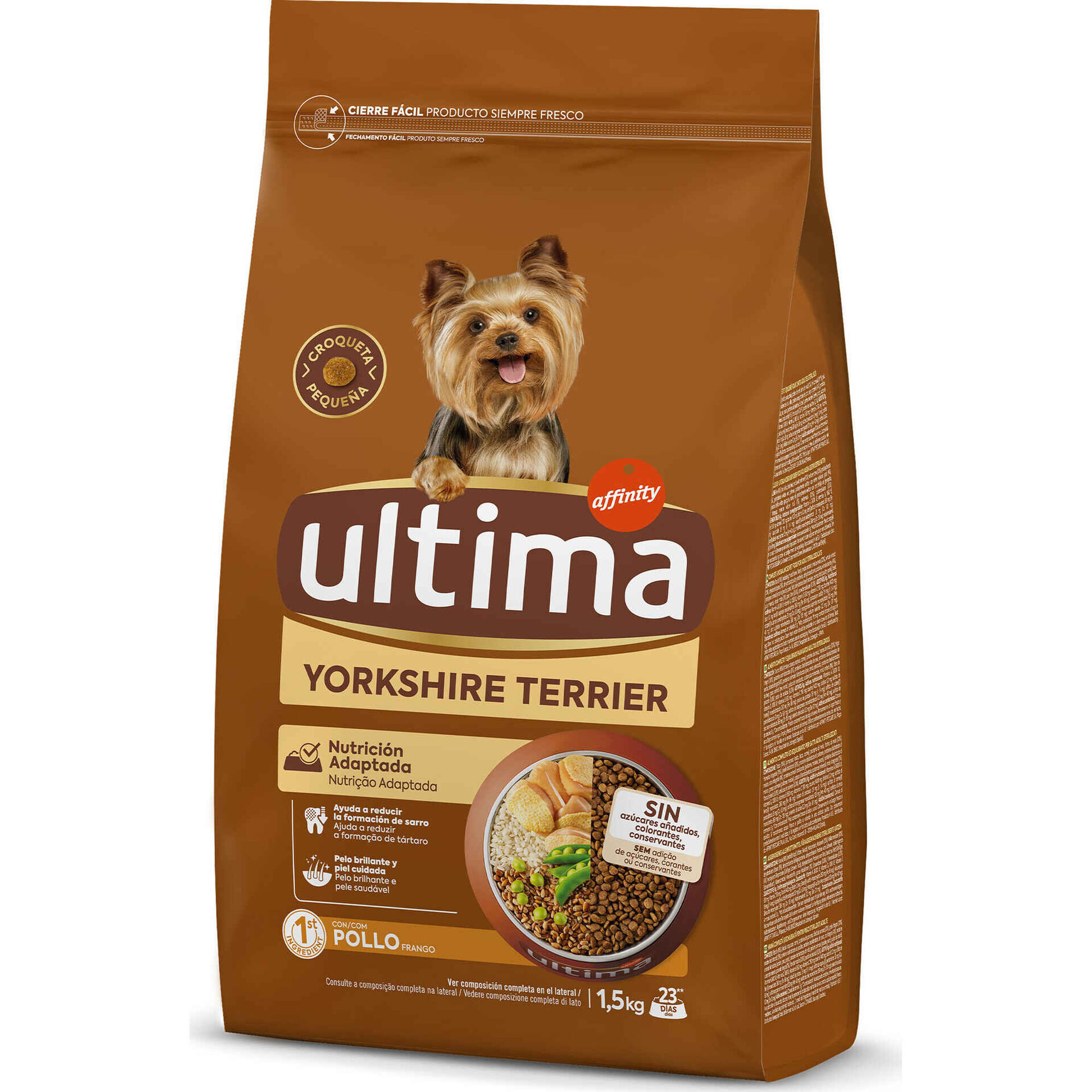 Ra&ccedil;&atilde;o para C&atilde;o Adulto Yorkshire Terrier Frango Affinity Ultima