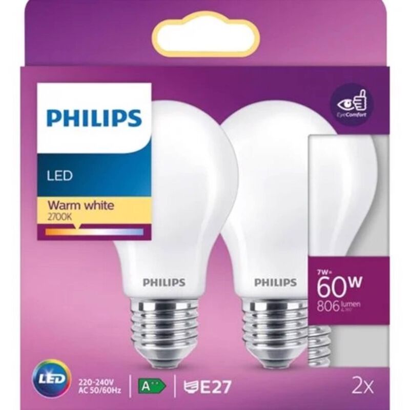 Lâmpadas LED Standard E27 2700K 60W Philips