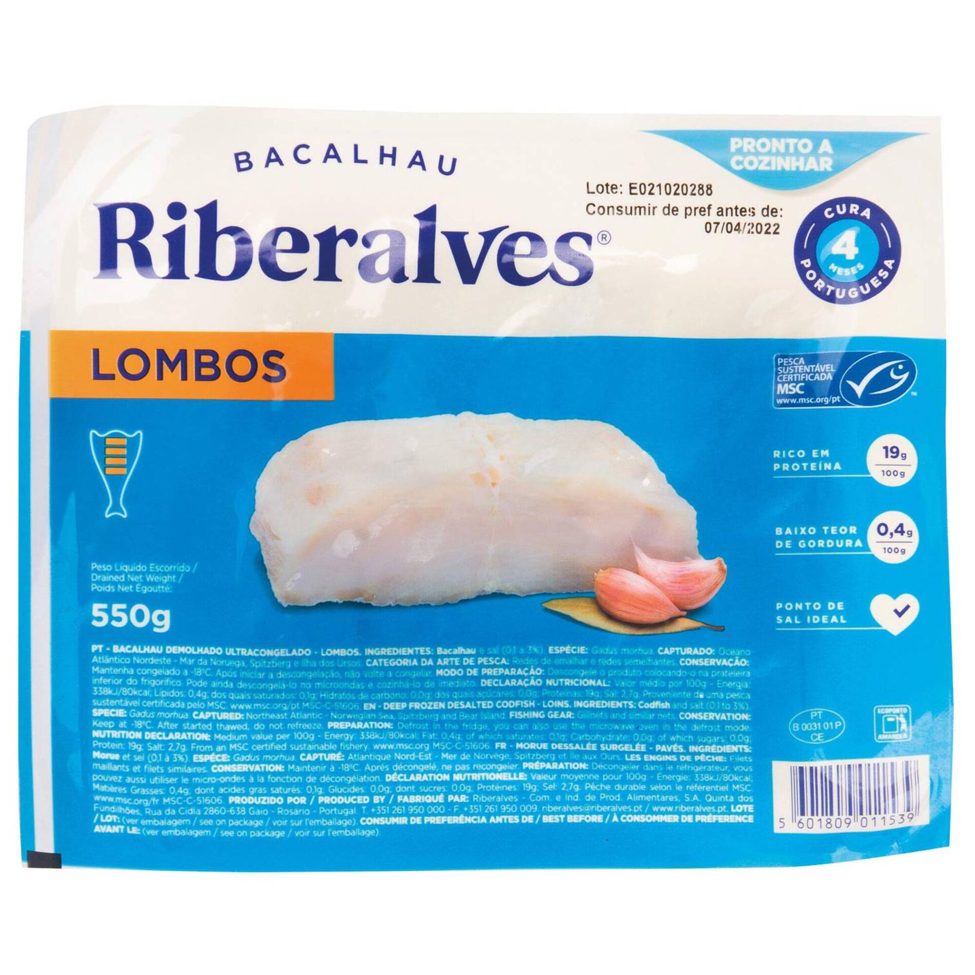 Lombos de Bacalhau 4 Meses de Cura MSC Ultracongelados