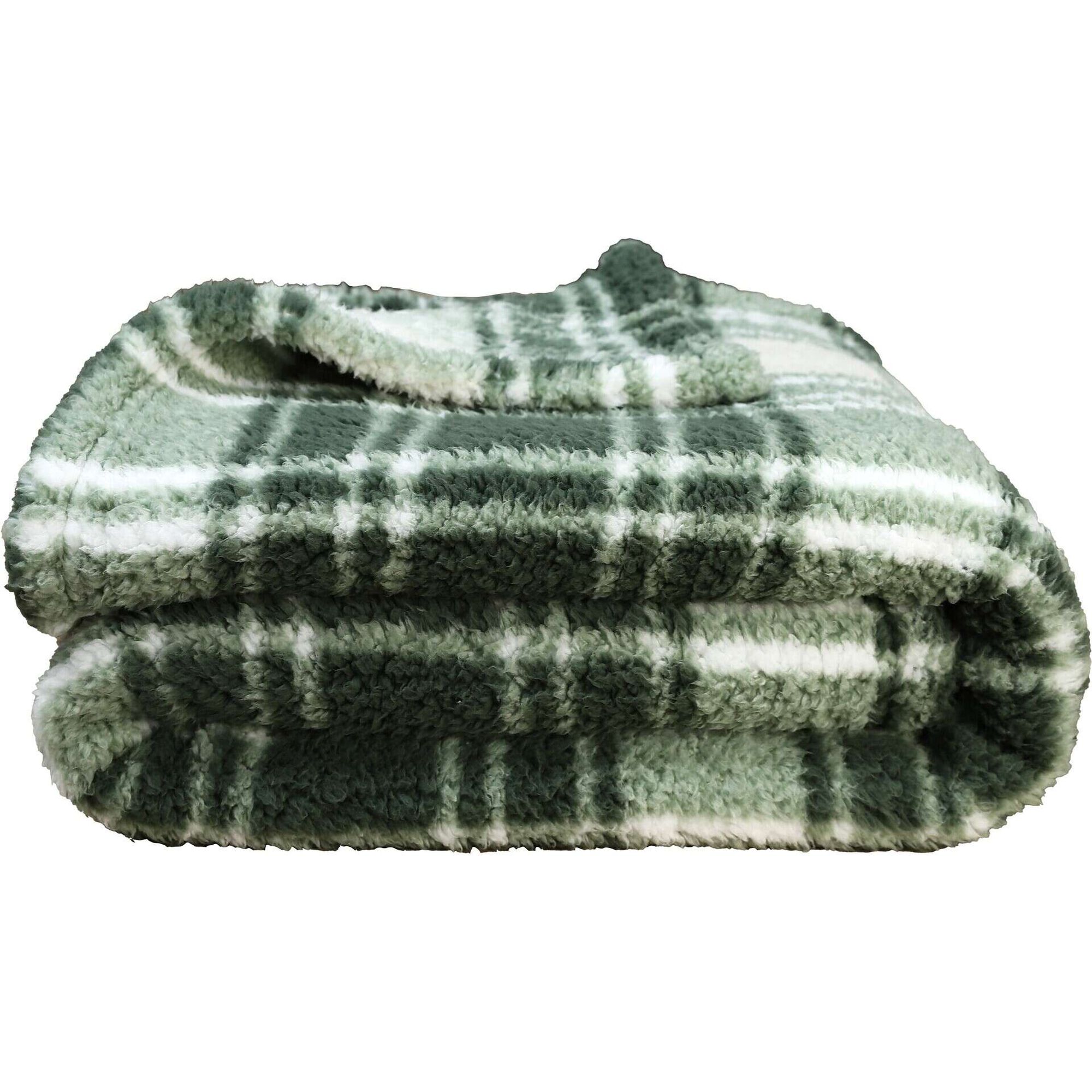 Manta Borreguito 130x160cm Xadrez Verde