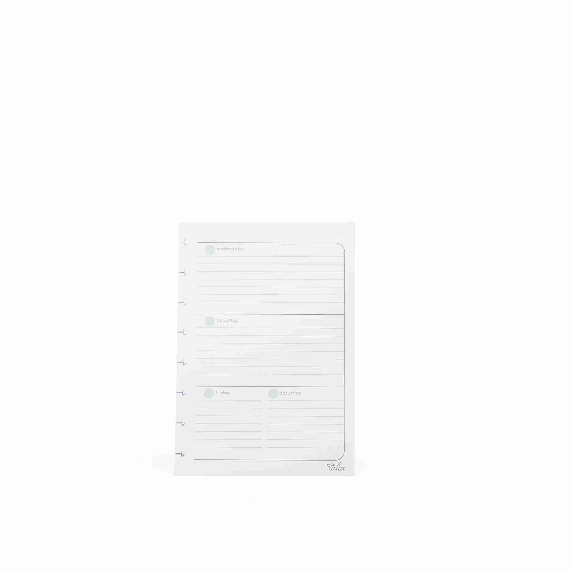 Recarga Papel A5 Pautado com Calend&aacute;rio para Caderno Smart Talia