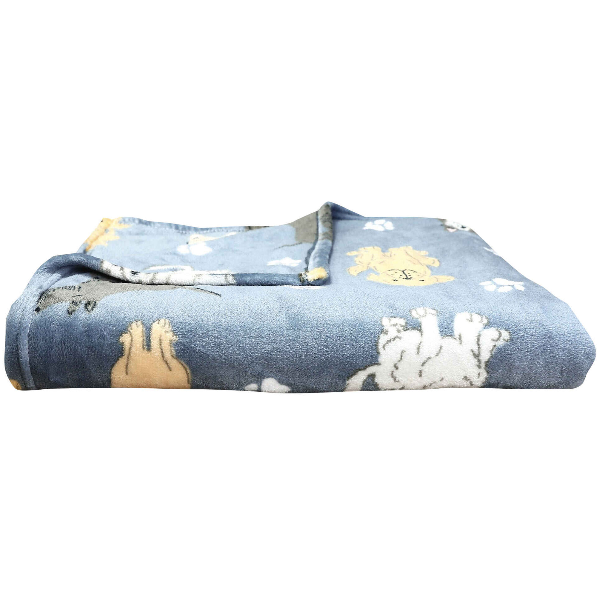 Manta Flanela Gato & C&atilde;o Azul Kasa