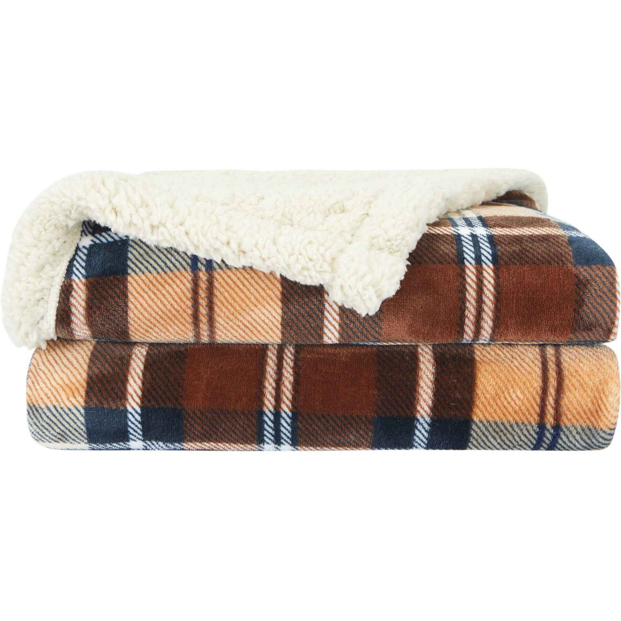 Manta Borreguito 130x160cm Xadrez Bege