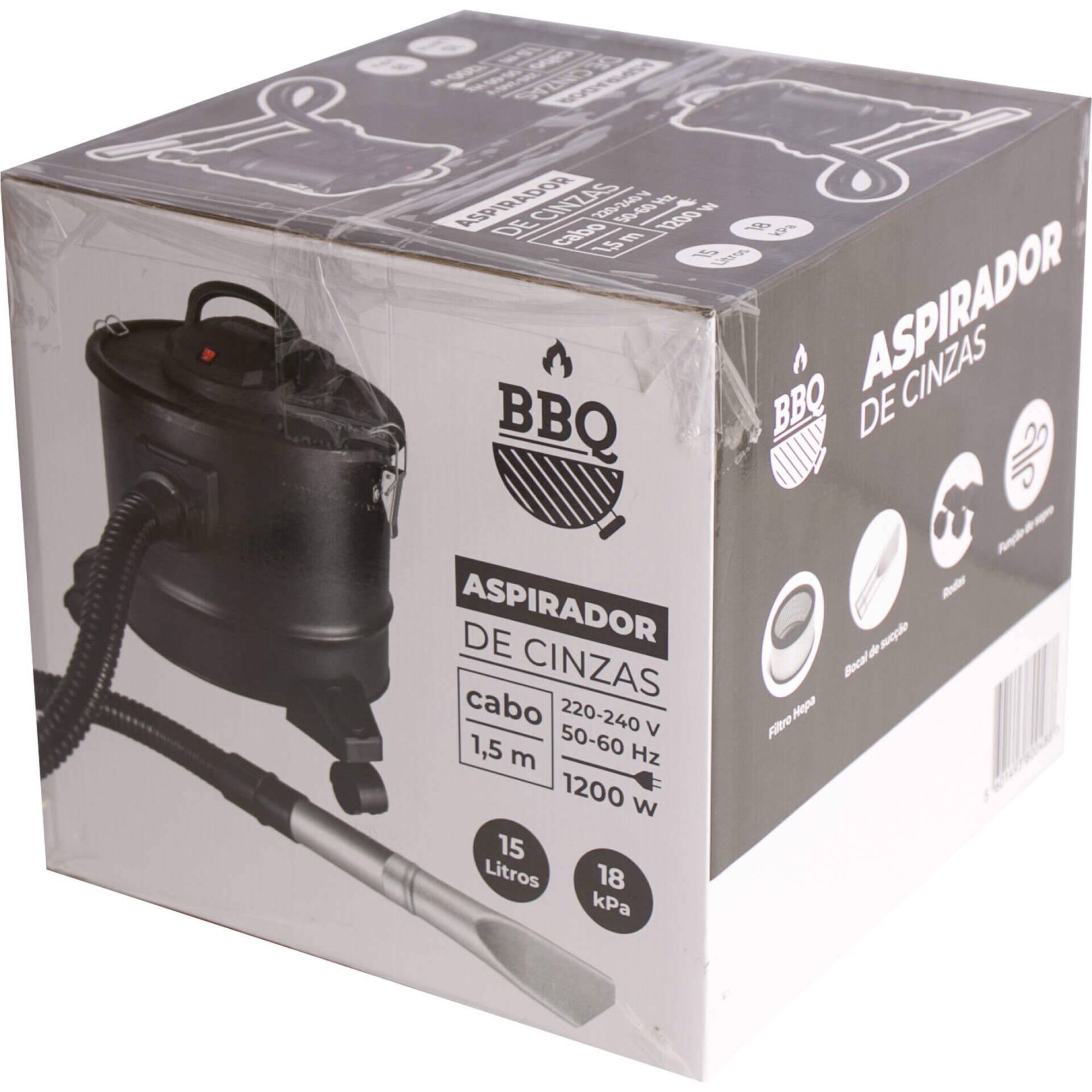 Aspirador Cinzas 1200W 15L com Rodas