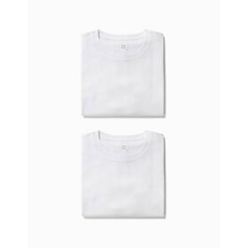 Conjunto 2 T-shirts Interior Gola Redonda Algodão Branca S Homem