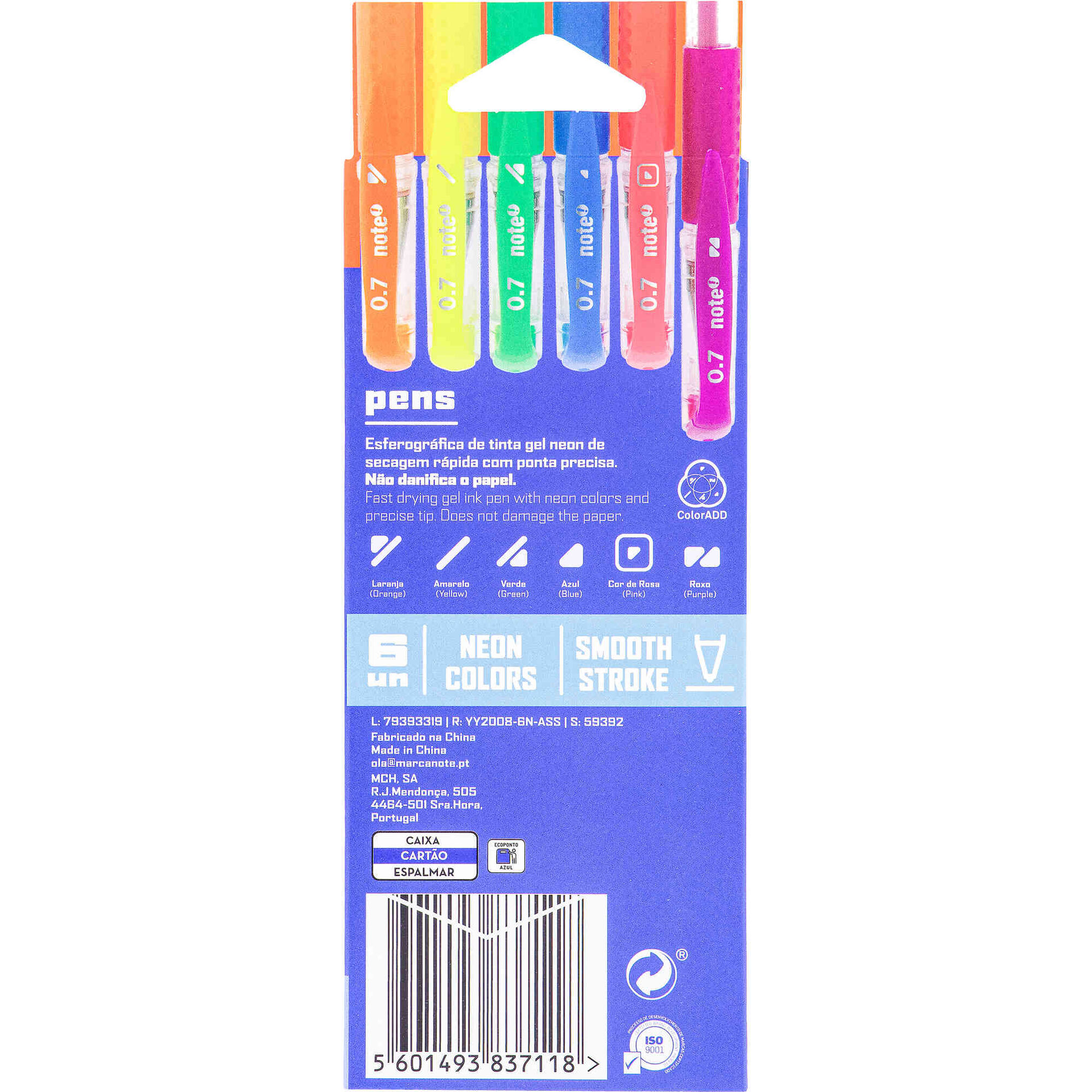 Conjunto 6 Canetas de Tinta Gel Neon Note!