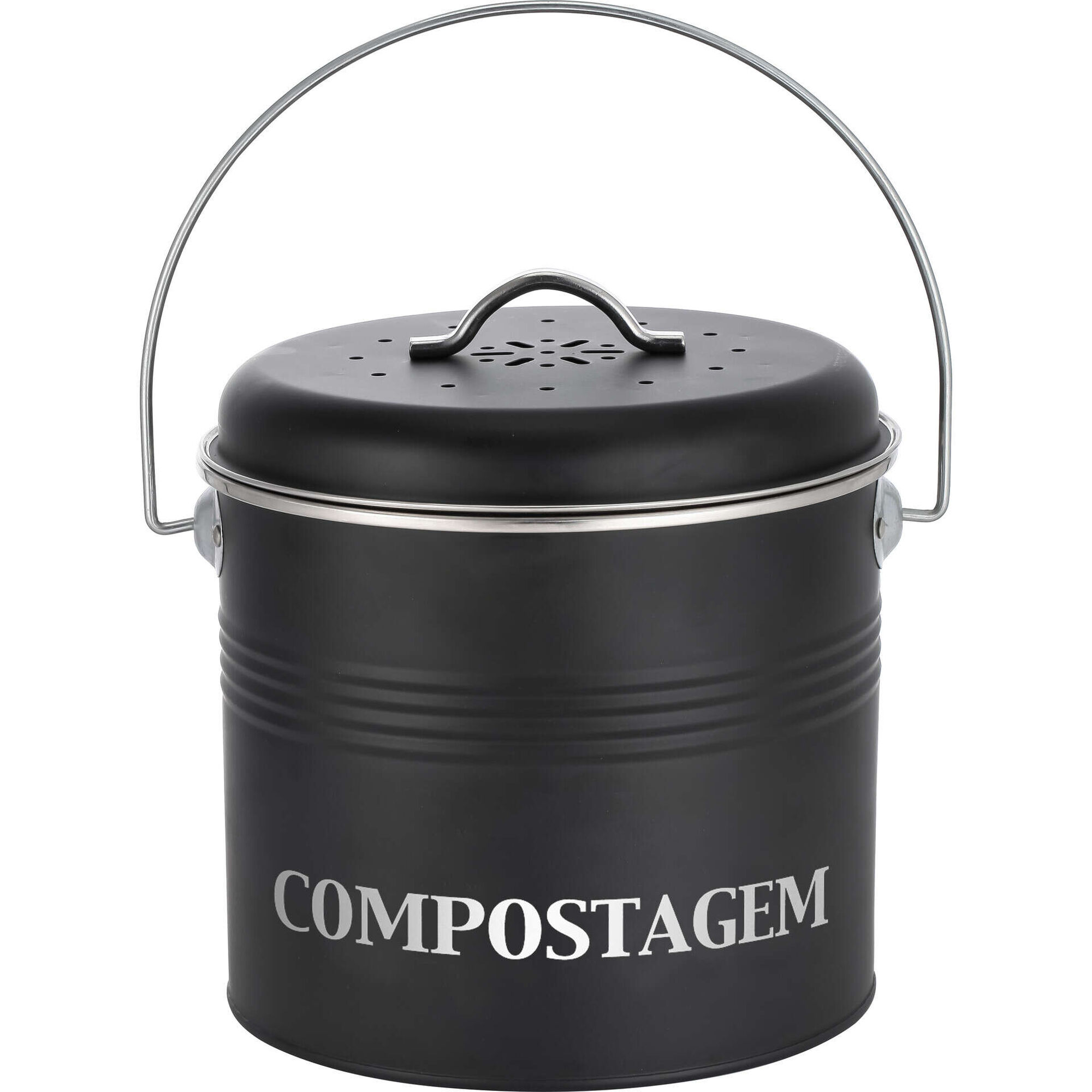 Balde Compostagem Ferro 21x18cm Preto