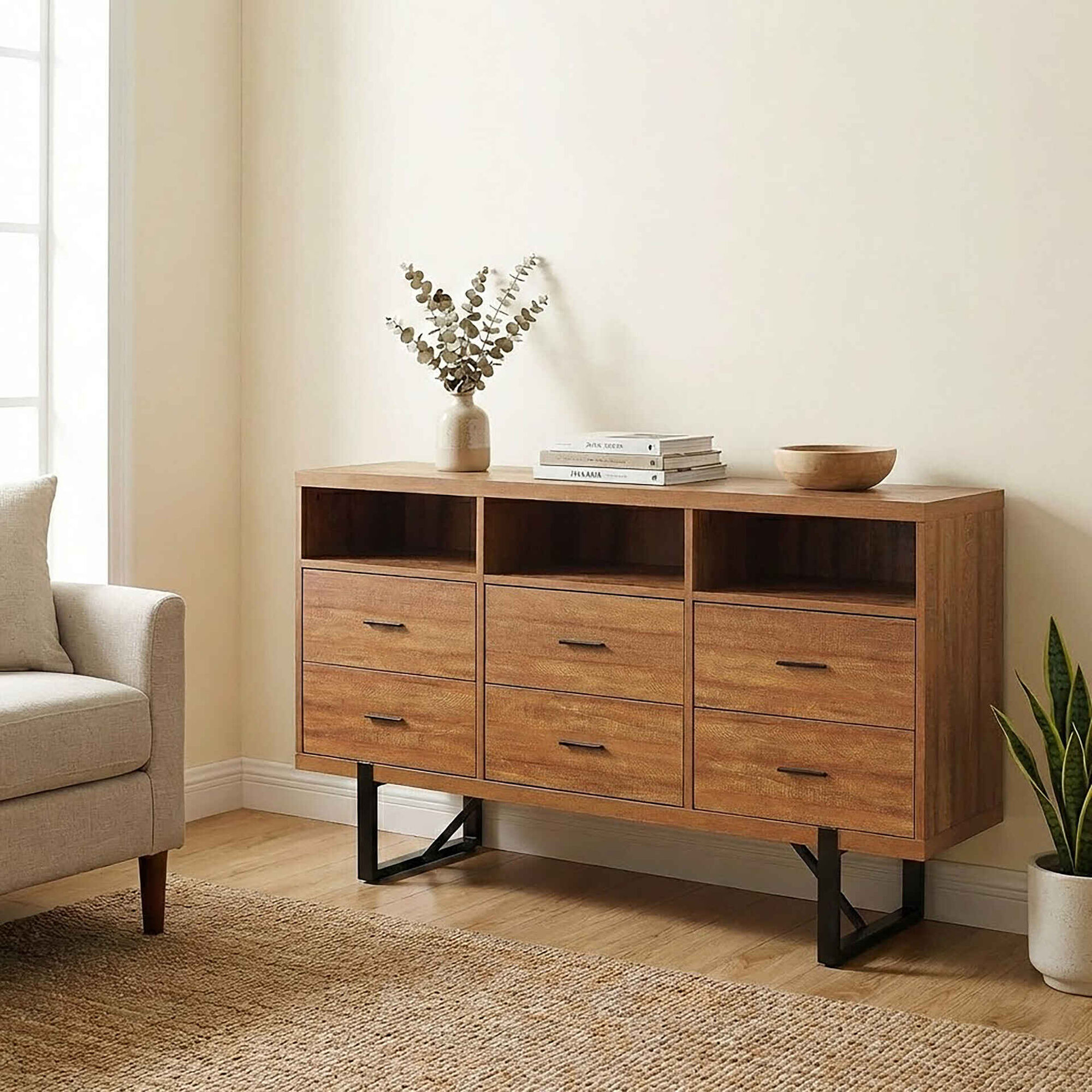 Aparador Alto com Gavetas Nordic Kasa