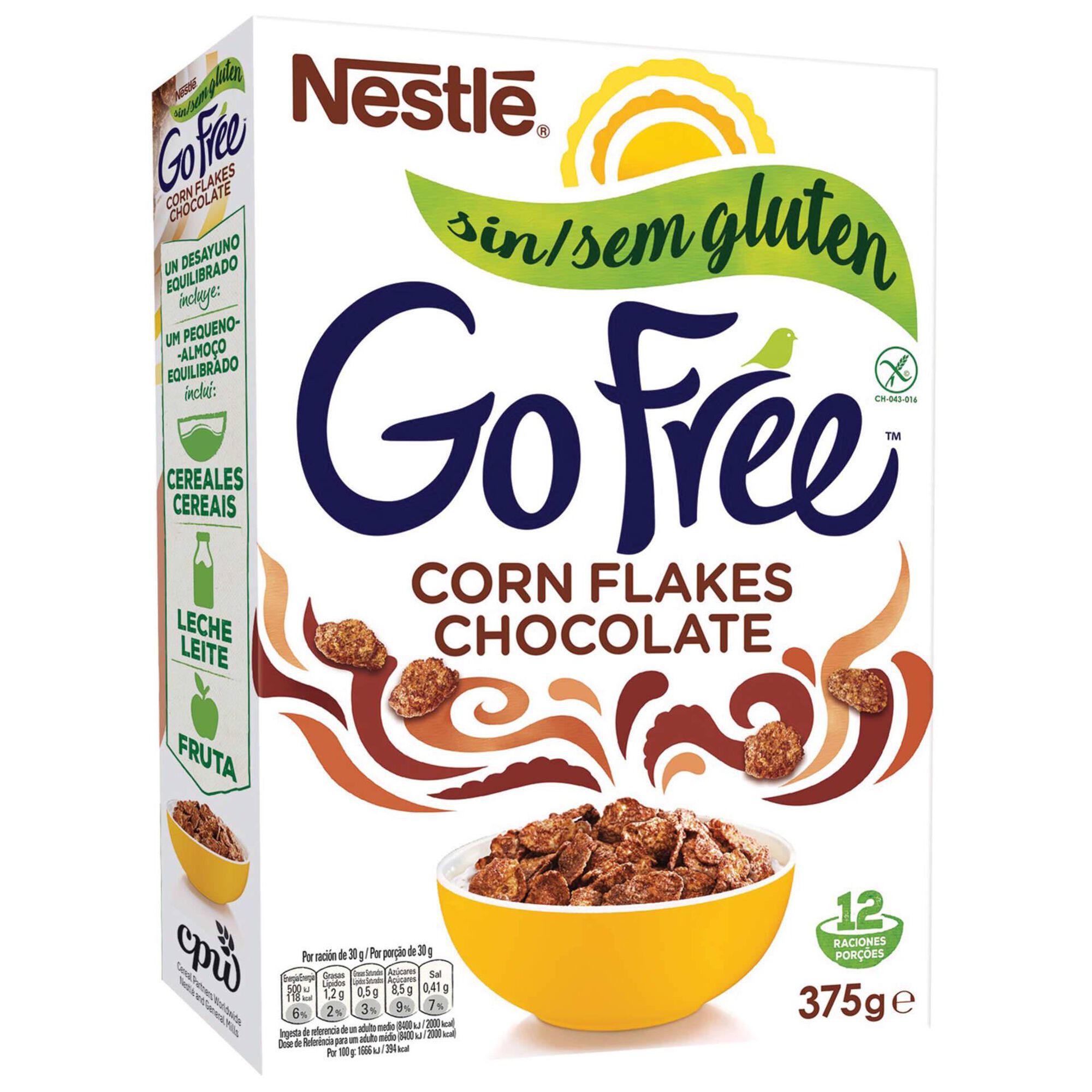 Cereais Corn Flakes Go Free Chocolate sem Glúten