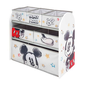 Organizador Madeira com 6 Cestos de Arruma&ccedil;&atilde;o 62x30x60cm Branco e Preto Mickey