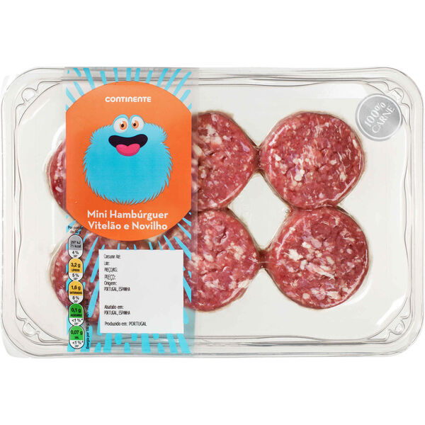 Mini Hambúrguer 100% Carne de Bovino Continente