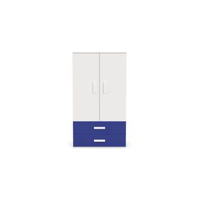 Roupeiro com 2 Portas e 2 Gavetas 100x55x180cm Branco e Azul Play