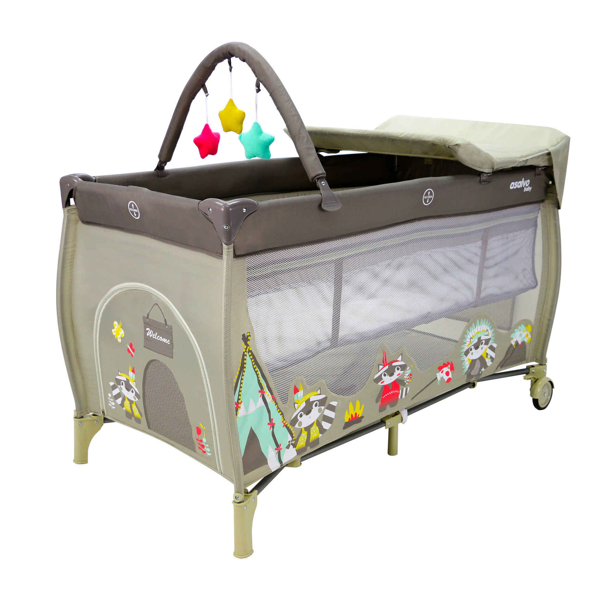 Cama de Viagem 2 Alturas Bege Asalvo