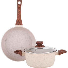 Conjunto Ca&ccedil;arola 20cm e Frigideira 24cm Marble Kasa