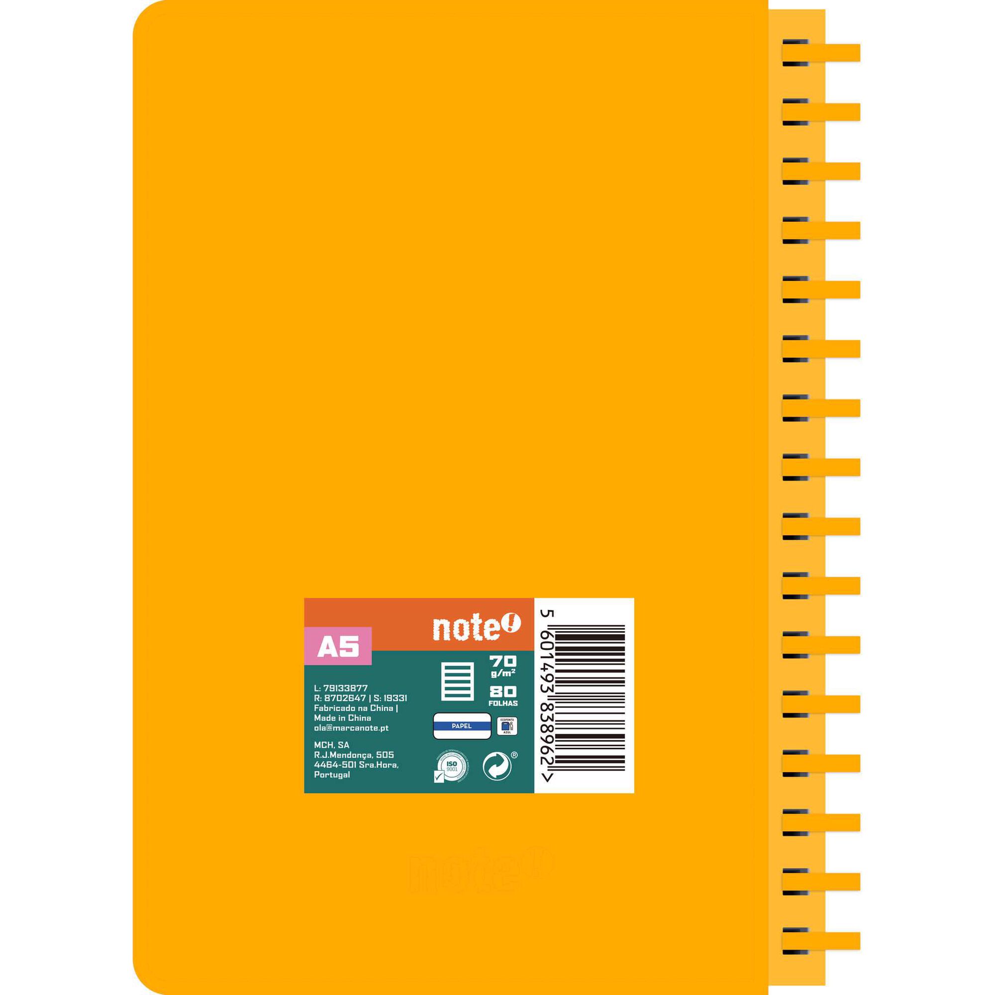 Caderno A5 Neon Pautado (v&aacute;rias cores) Note!