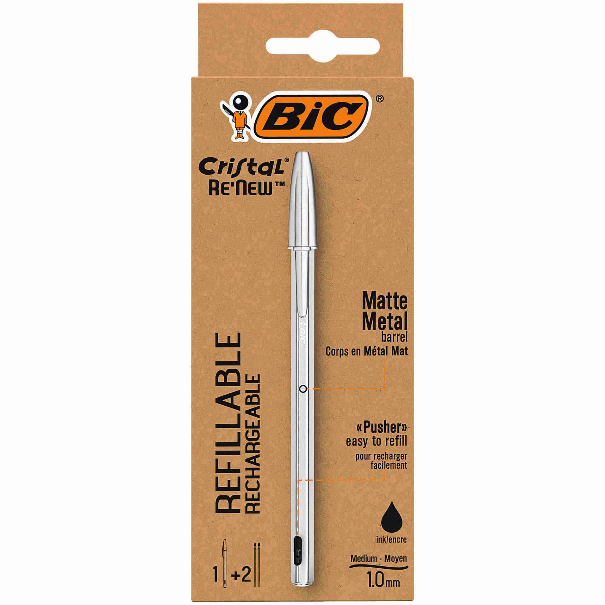 Esferogr&aacute;fica Cristal com Recargas de Tinta Preta Bic