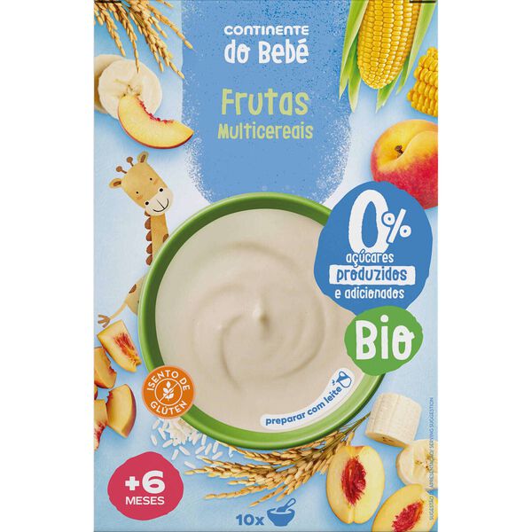 Papa Infantil Farinha de Frutas de Multicereais Continente do Bebé