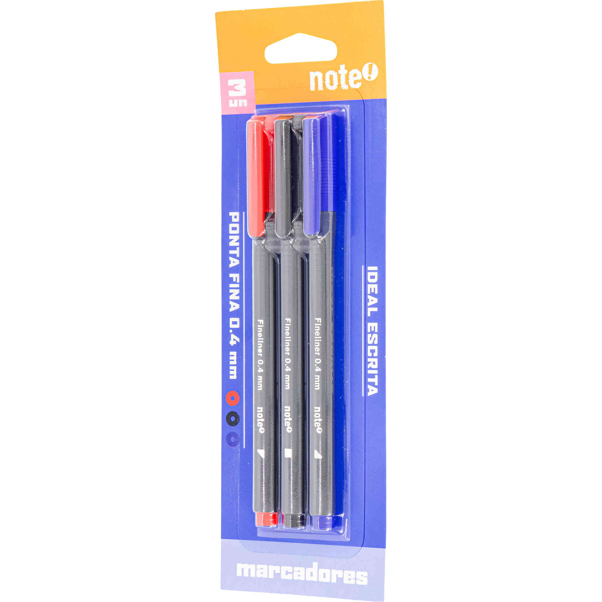 Conjunto 3 Marcadores de Escrita Fino de Tinta Preta Note!